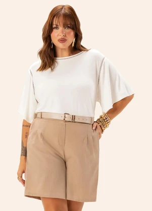 Secret Glam - Blusa Feminina Plus Manga Ampla  Bege - SECRET GLAM