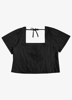 Secret Glam - Blusa Feminina Plus Manga Ampla Preto - SECRET GLAM