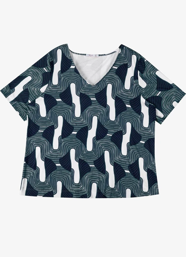 Secret Glam - Blusa Feminina Plus Manga Curta Azul