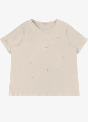 Secret Glam - Blusa Feminina Plus Manga Curta Bege - SECRET GLAM