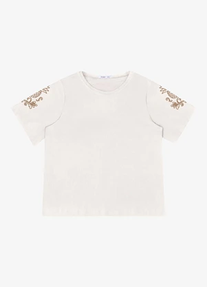 Secret Glam - Blusa Feminina Plus Manga Curta Bege - SECRET GLAM