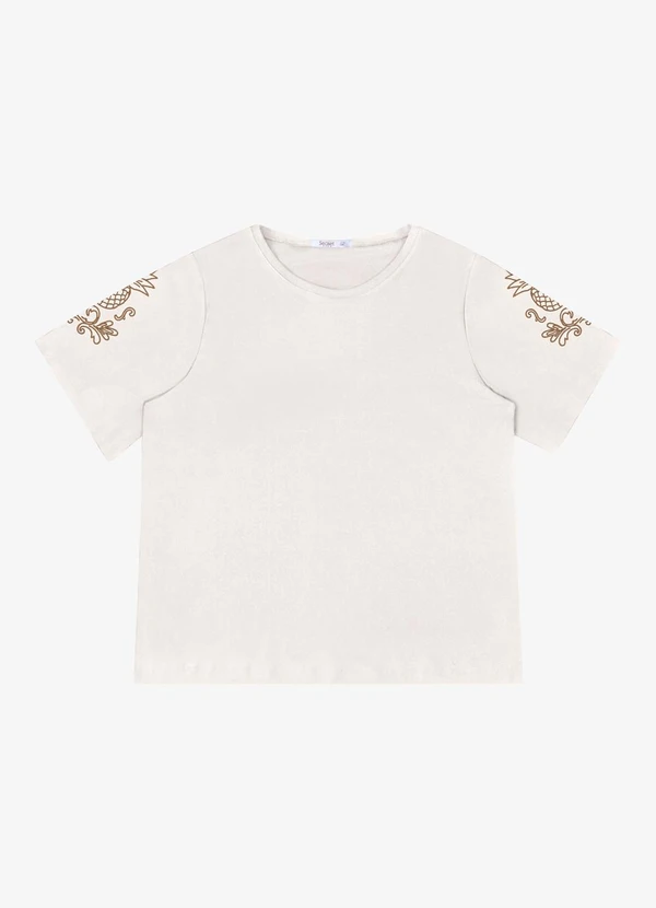 Secret Glam - Blusa Feminina Plus Manga Curta Bege