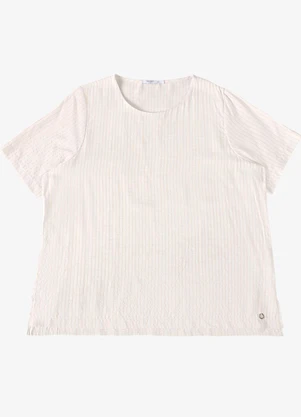 Secret Glam - Blusa Feminina Plus Manga Curta Bege - SECRET GLAM