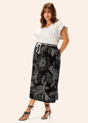 Secret Glam - Blusa Feminina Plus Manga Curta Bege - SECRET GLAM