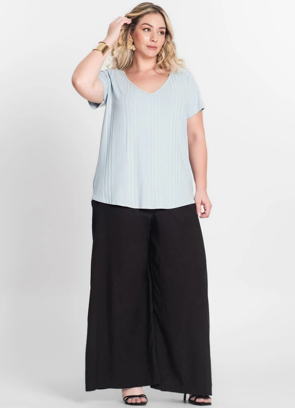 Infinita Cor - Blusa Feminina Plus Size Azul 3