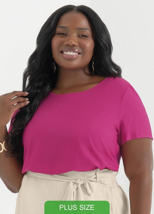 Cativa - Blusa Feminina Plus Size Básica Rosa