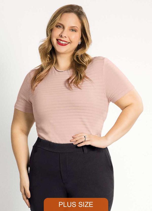 Habana - Blusa Feminina Plus Size Básica Rosa