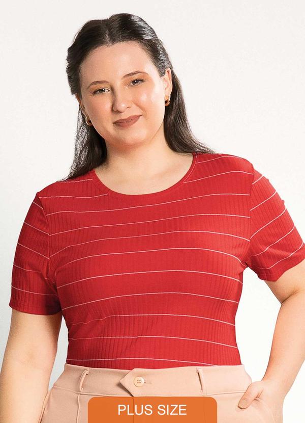 Habana - Blusa Feminina Plus Size Básica Vermelho