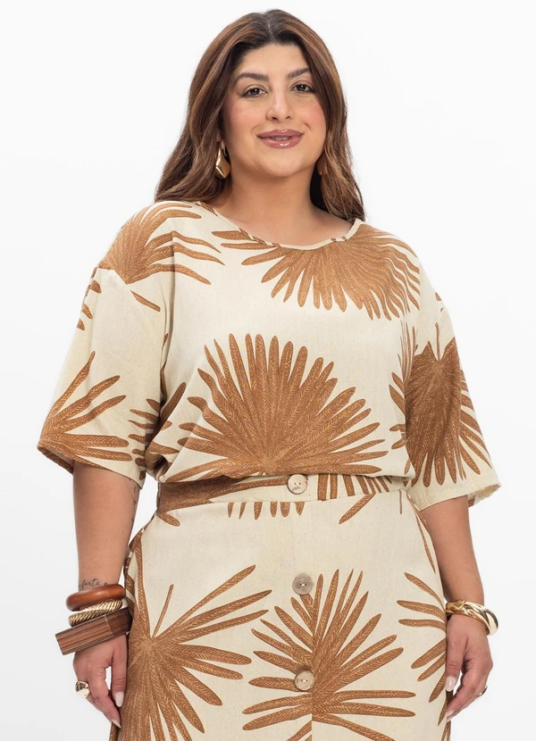 Secret Glam - Blusa Feminina Plus Size Bege 2