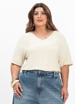 Secret Glam - Blusa Feminina Plus Size Bege - SECRET GLAM