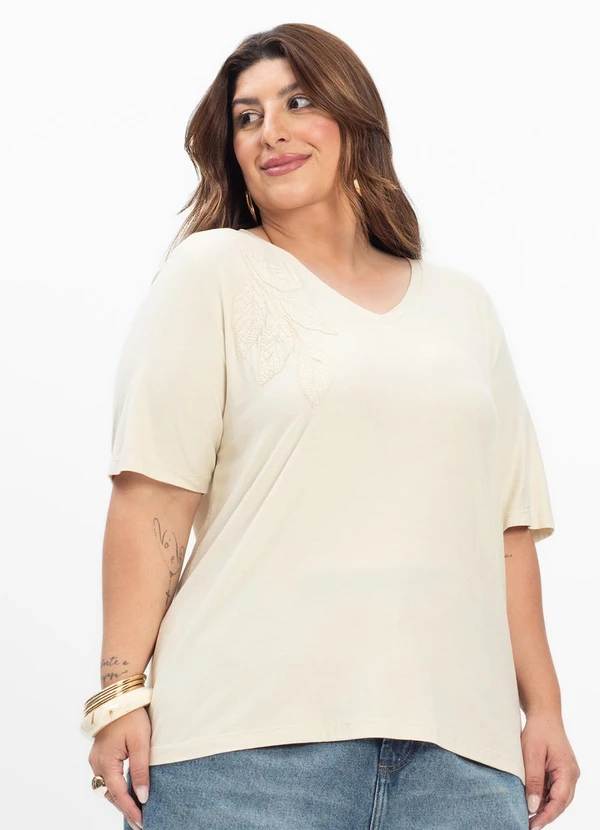Secret Glam - Blusa Feminina Plus Size Bege 2