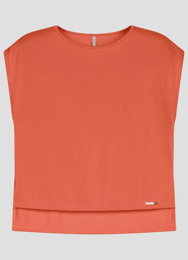 Cereja Rosa - Blusa Feminina Plus Size Canelado Relevo Laranja
