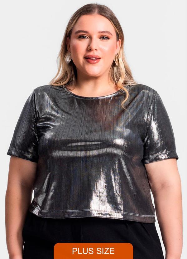 Secret Glam - Blusa Feminina Plus Size Cinza