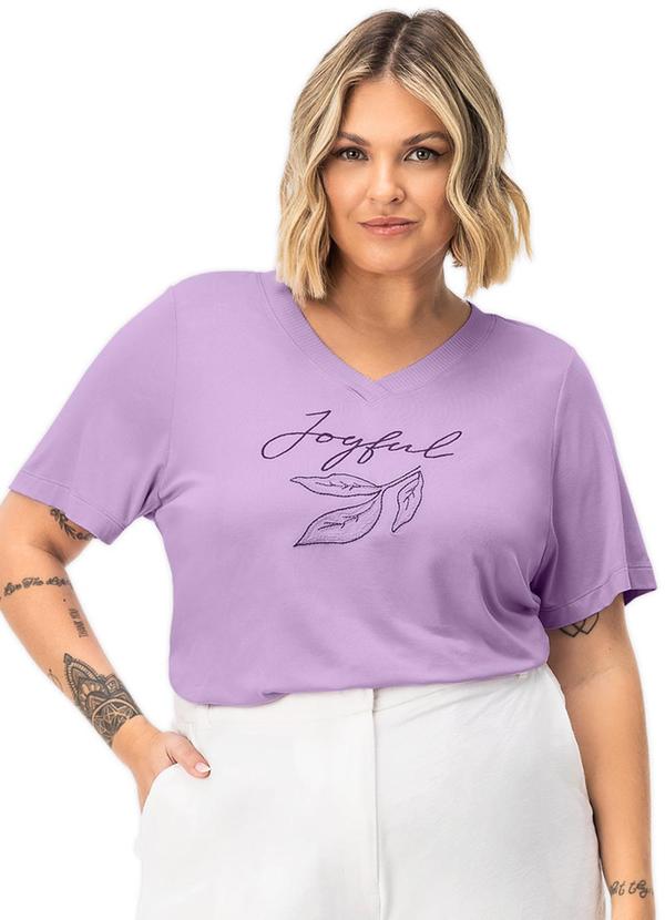 Secret Glam - Blusa Feminina Plus Size com Bordado Roxo