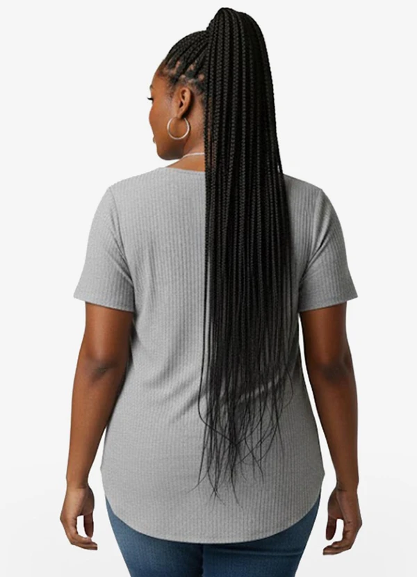 Infinita Cor - Blusa Feminina Plus Size da Cinza 2