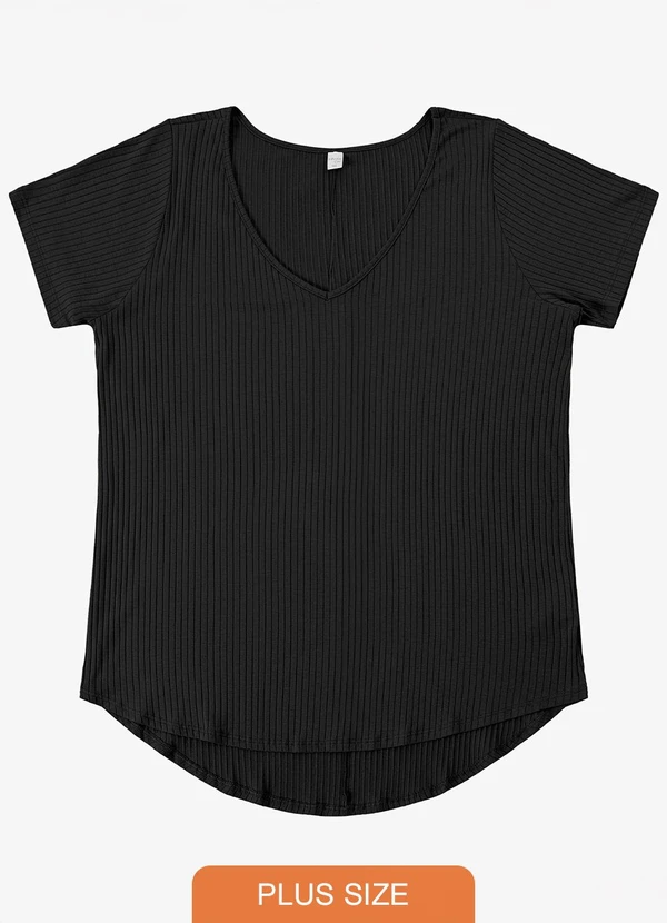 Infinita Cor - Blusa Feminina Plus Size da Preto