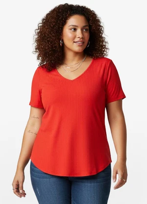 Infinita Cor - Blusa Feminina Plus Size da Vermelho - INFINITA COR