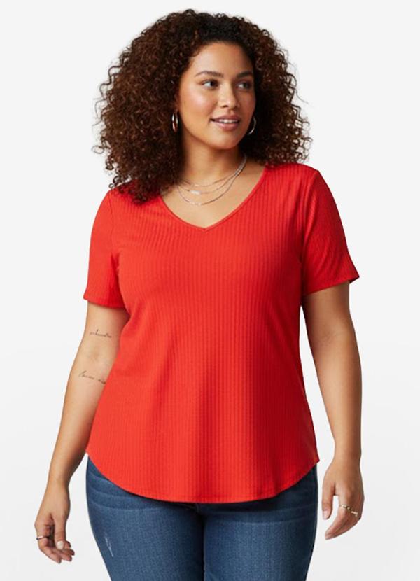 Infinita Cor - Blusa Feminina Plus Size da Vermelho