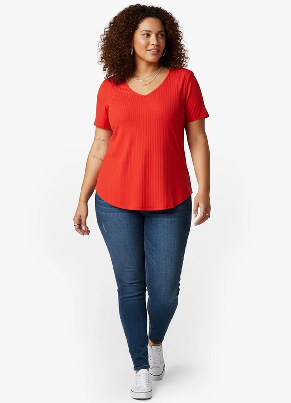 Infinita Cor - Blusa Feminina Plus Size da Vermelho 3