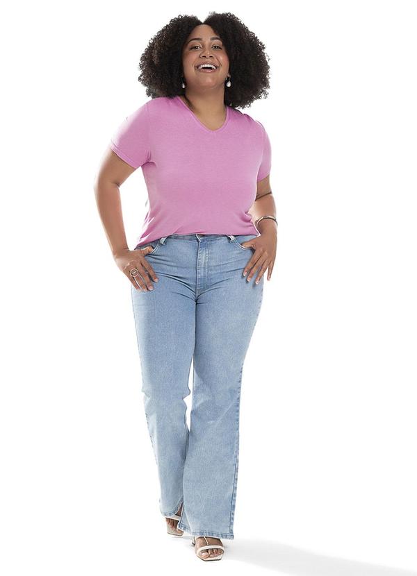 Habana - Blusa Feminina Plus Size de Manga Curta Roxo 2