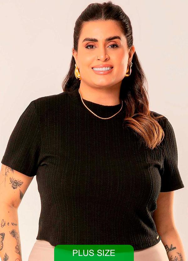 Cativa - Blusa Feminina Plus Size de Tricô Preto