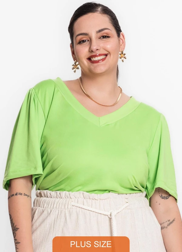 Secret Glam - Blusa Feminina Plus Size em Malha Soft Verde