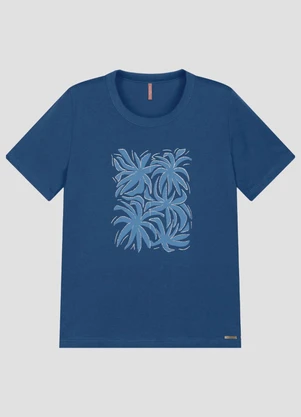 Cereja Rosa - Blusa Feminina Plus Size em Meia Malha Azul - CEREJA ROSA
