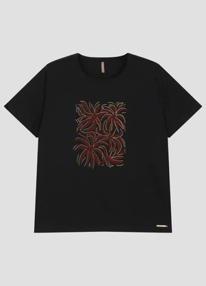 Cereja Rosa - Blusa Feminina Plus Size em Meia Malha Preto - CEREJA ROSA