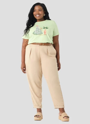 Cereja Rosa - Blusa Feminina Plus Size em Meia Malha Verde - CEREJA ROSA