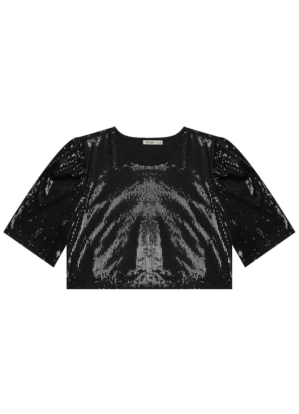 Secret Glam - Blusa Feminina Plus Size em Paetê Preto 4