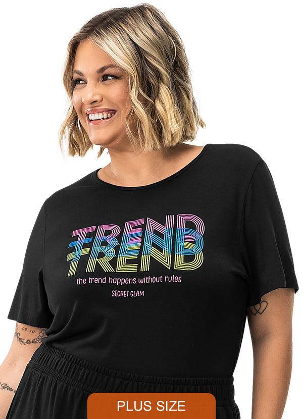 Secret Glam - Blusa Feminina Plus Size em Visco Bali Preto