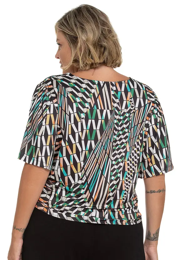 Secret Glam - Blusa Feminina Plus Size Geométrica Preto 2