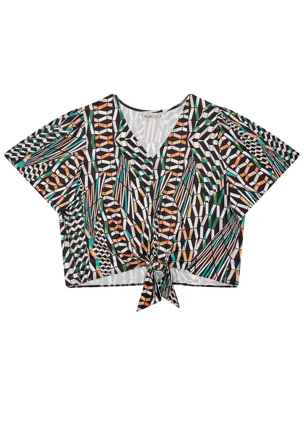 Secret Glam - Blusa Feminina Plus Size Geométrica Preto 4