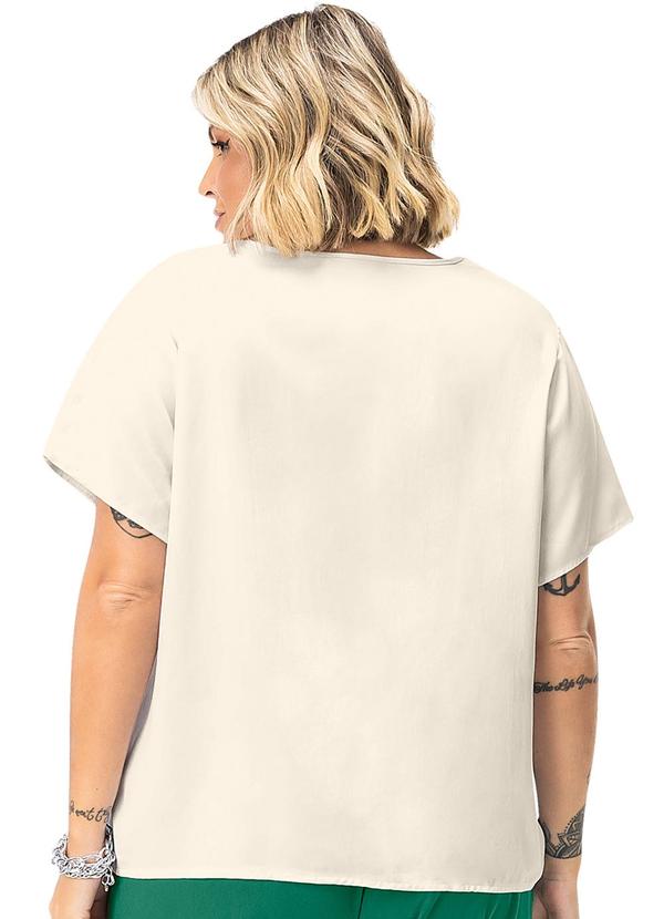 Secret Glam - Blusa Feminina Plus Size Gola em V Branco 2