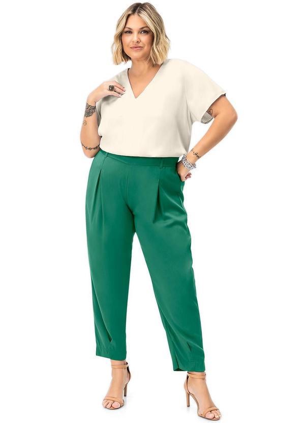 Secret Glam - Blusa Feminina Plus Size Gola em V Branco 3