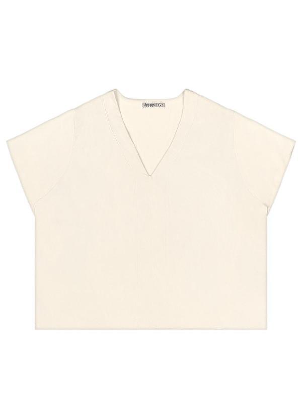 Secret Glam - Blusa Feminina Plus Size Gola em V Branco 4