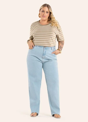 Secret Glam - Blusa Feminina Plus Size Gola Redonda Bege - SECRET GLAM