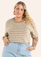 Secret Glam - Blusa Feminina Plus Size Gola Redonda Azul - variação: Bege