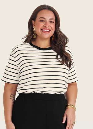 Secret Glam - Blusa Feminina Plus Size Gola Redonda Branco - SECRET GLAM