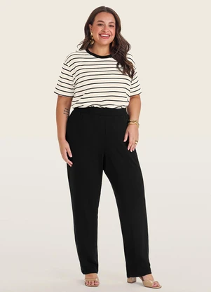 Secret Glam - Blusa Feminina Plus Size Gola Redonda Branco - SECRET GLAM