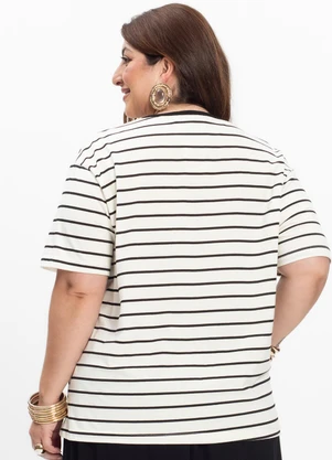 Secret Glam - Blusa Feminina Plus Size Gola V Branco - SECRET GLAM