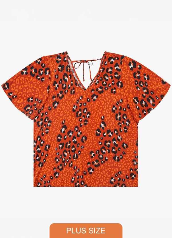 Infinita Cor - Blusa Feminina Plus Size Laranja