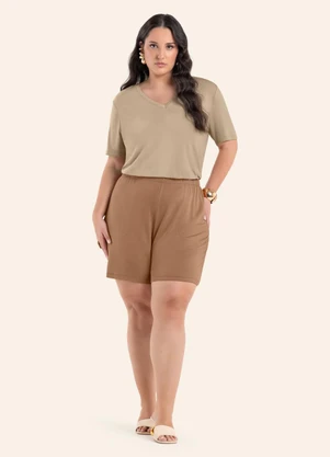 Secret Glam - Blusa Feminina Plus Size Marrom - SECRET GLAM
