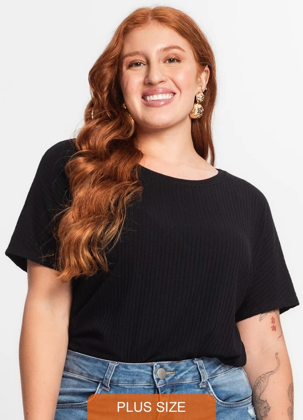 Secret Glam - Blusa Feminina Plus Size Preto