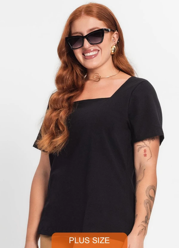 Secret Glam - Blusa Feminina Plus Size Preto