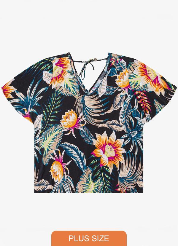 Infinita Cor - Blusa Feminina Plus Size Preto