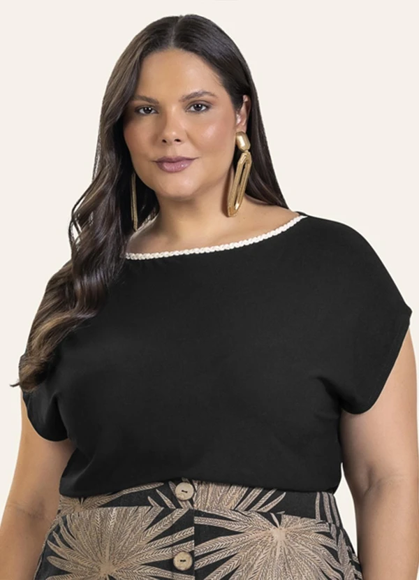Secret Glam - Blusa Feminina Plus Size Preto