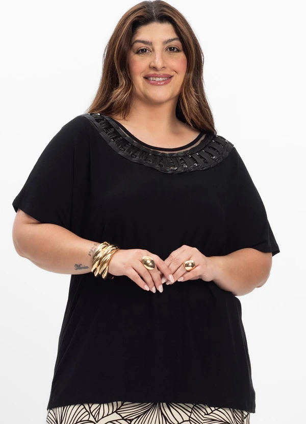 Secret Glam - Blusa Feminina Plus Size Preto 3