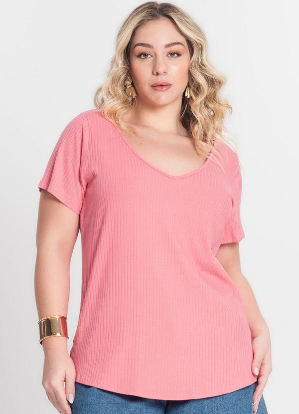 Infinita Cor - Blusa Feminina Plus Size Rosa