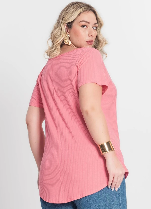 Infinita Cor - Blusa Feminina Plus Size Rosa 2